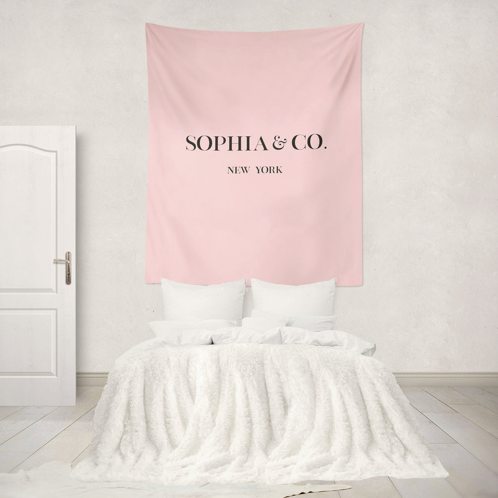 Bella Bella & Co. Custom Name Pink Wall Tapestry