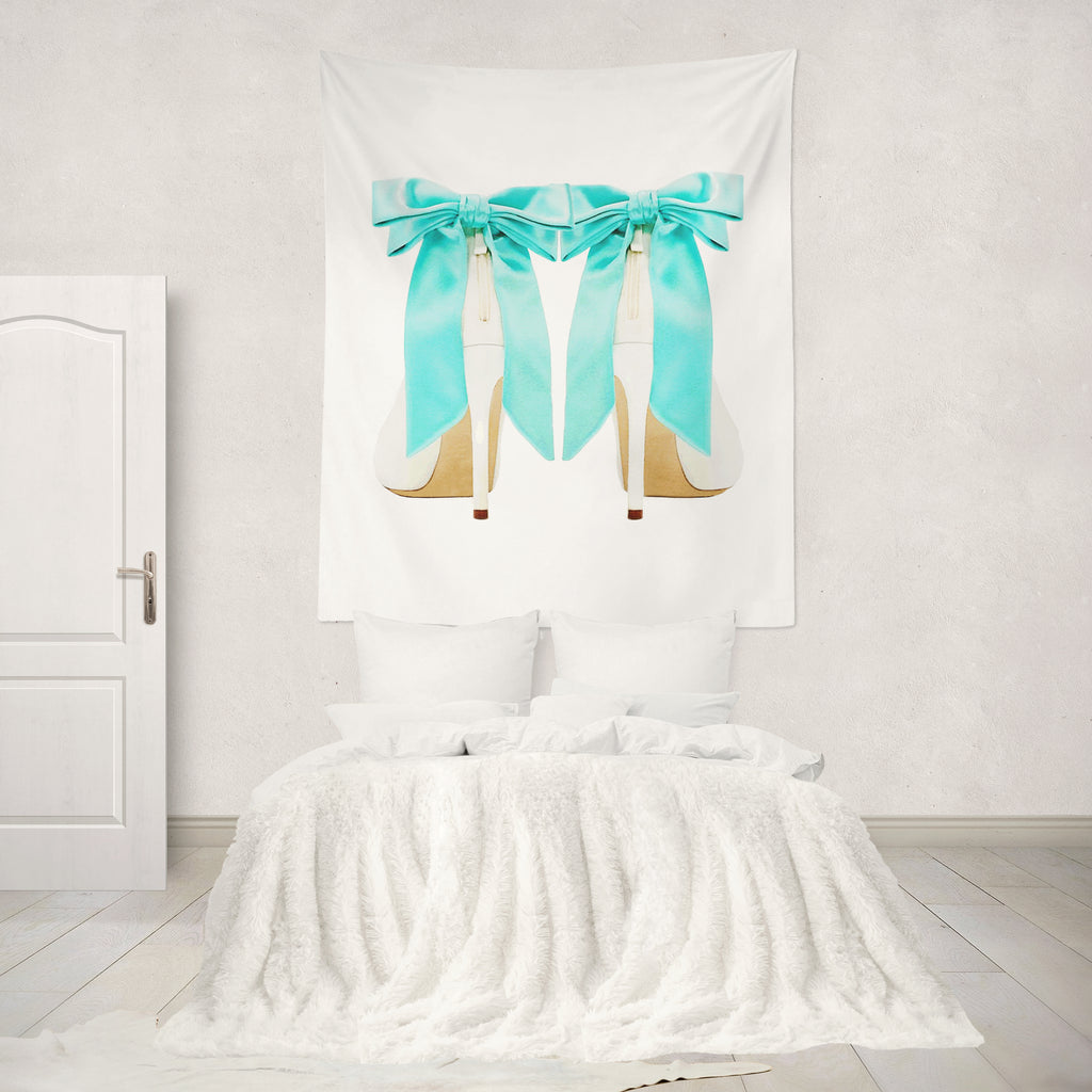 Blue Bow Heels Wall Tapestry