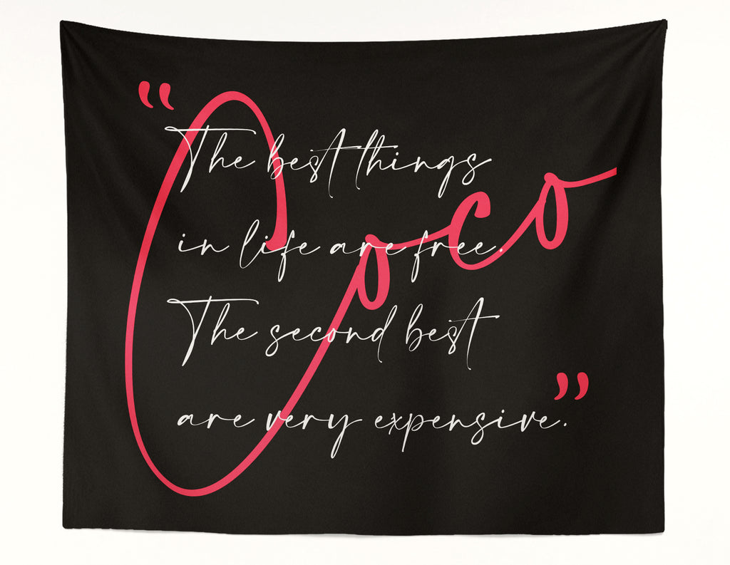 Coco The Best Things Quote Pink Wall Tapestry