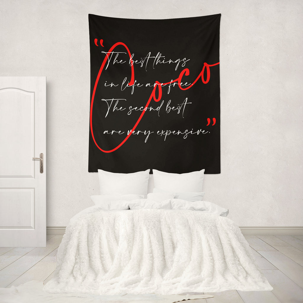 Coco The Best Things Quote Red Wall Tapestry