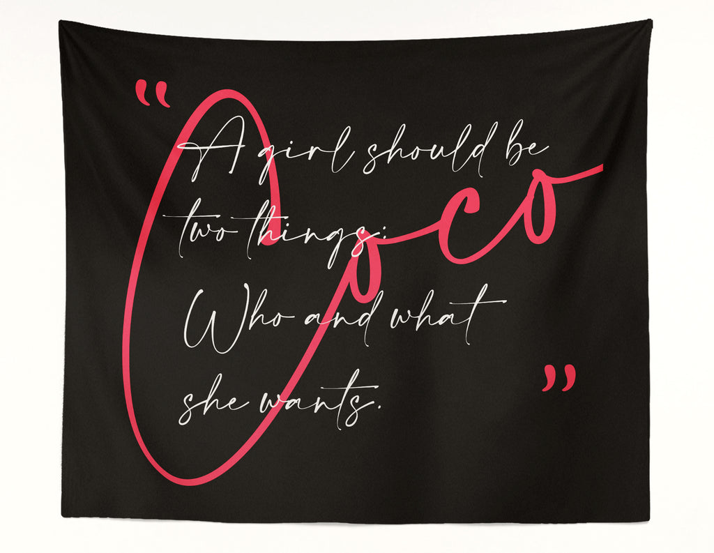Coco Two Things Quote Pink Wall Tapestry