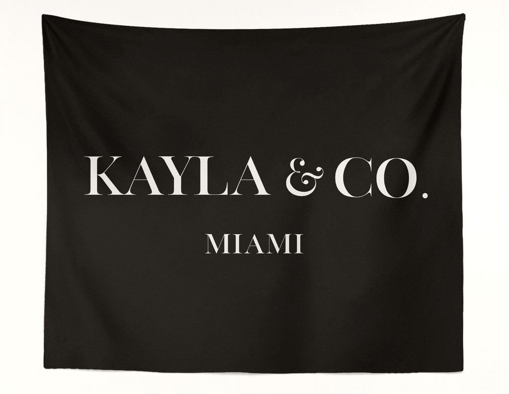 Bella Bella & Co. Custom Name Black Wall Tapestry