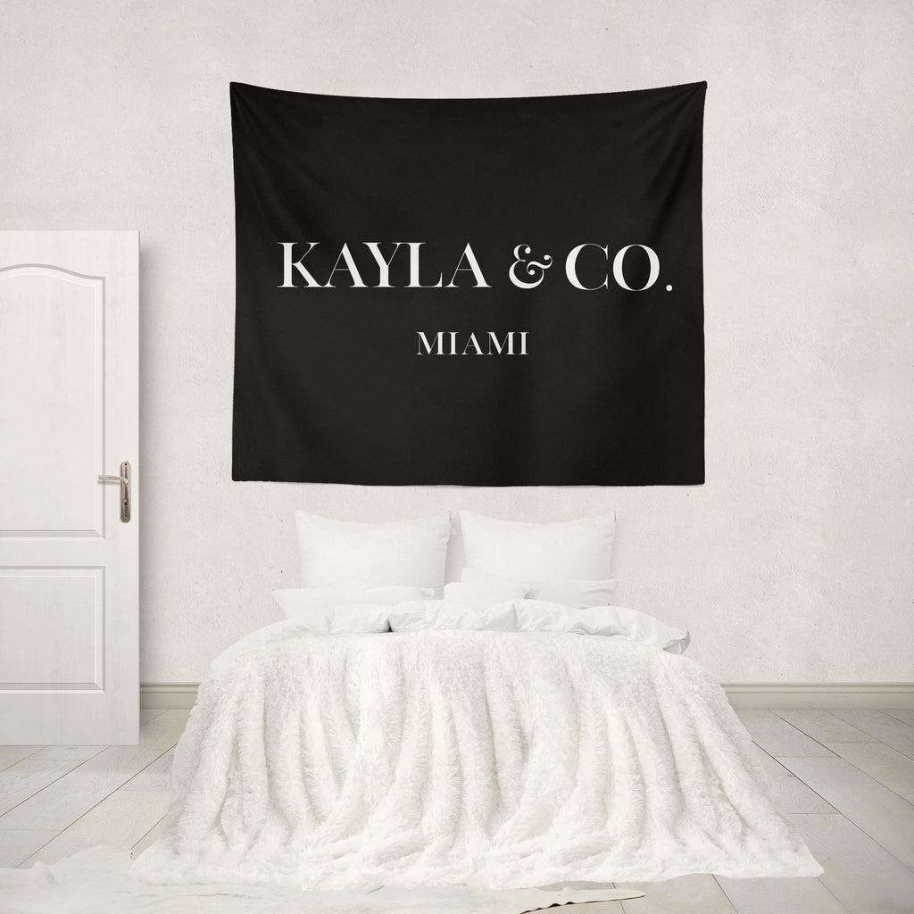 Bella Bella & Co. Custom Name Black Wall Tapestry
