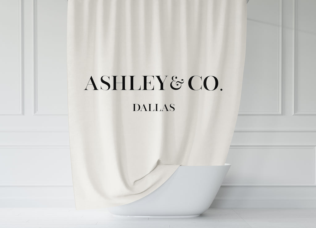 Bella Bella & Co. Custom Name Ivory Shower Curtain