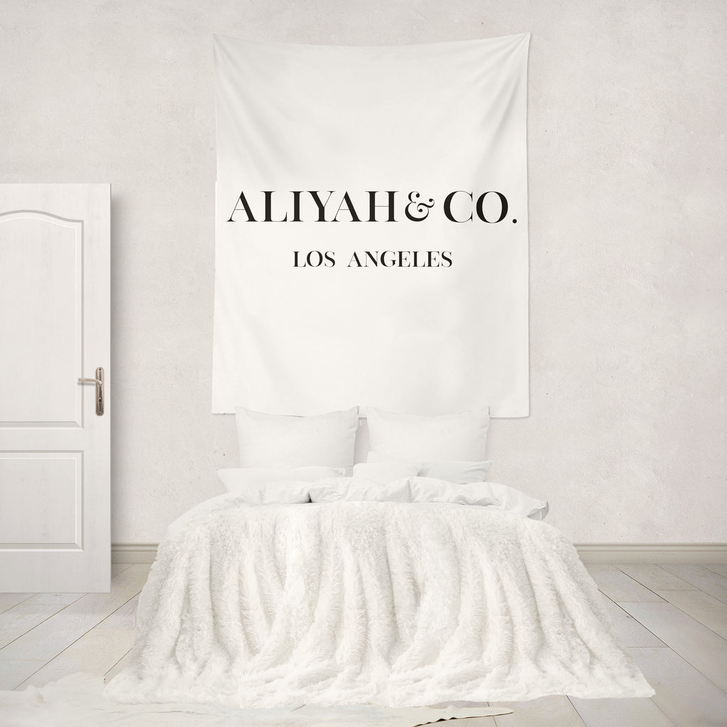 Bella Bella & Co. Custom Name White Wall Tapestry