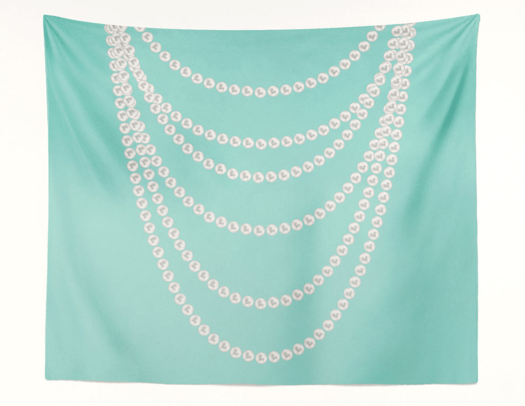 Draped Pearls Aqua Wall Tapestry