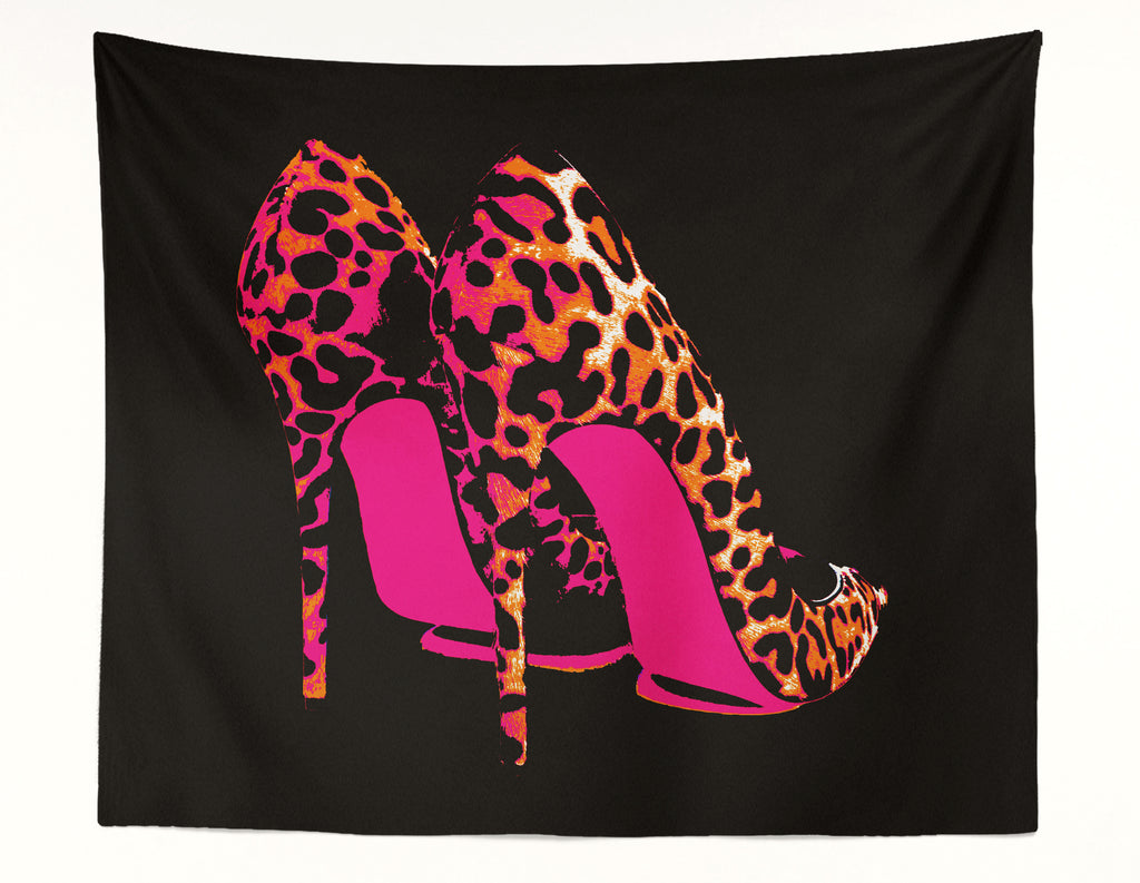 Leopard Heels Pink Wall Tapestry