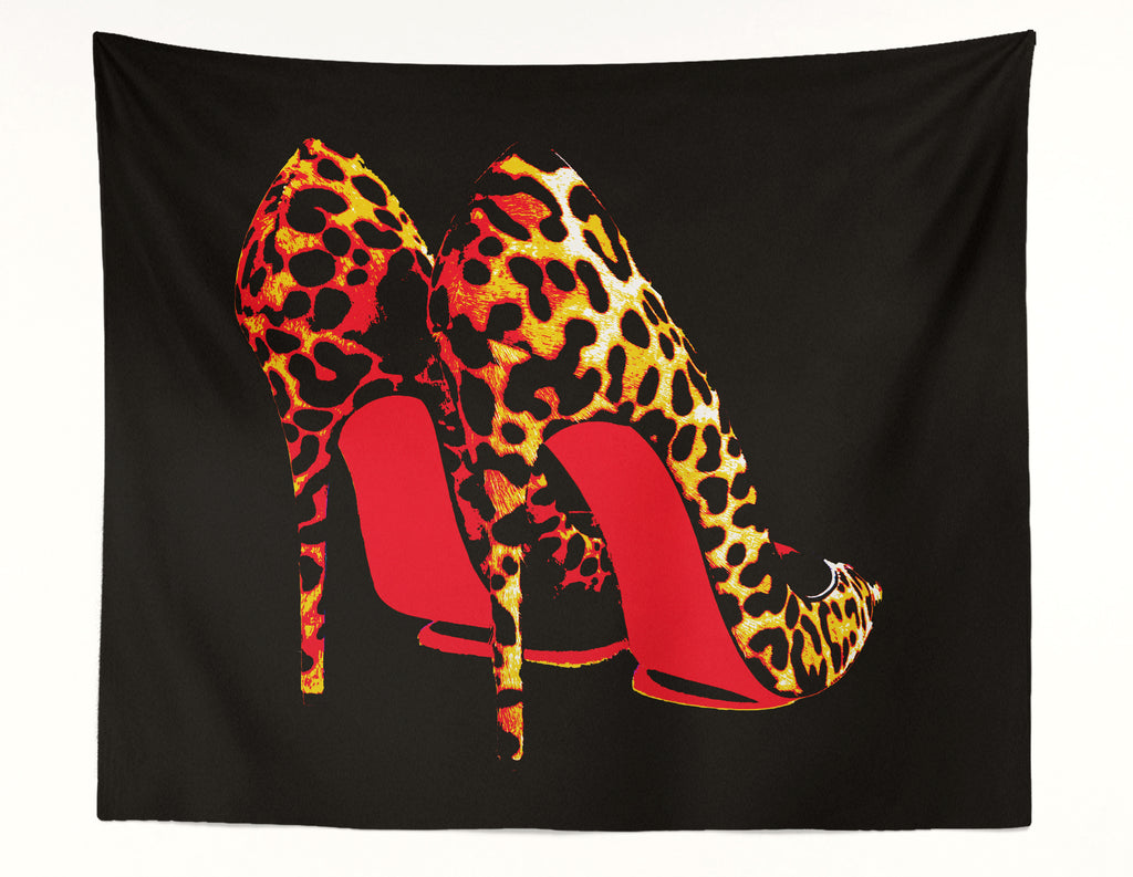 Leopard Heels Red Wall Tapestry