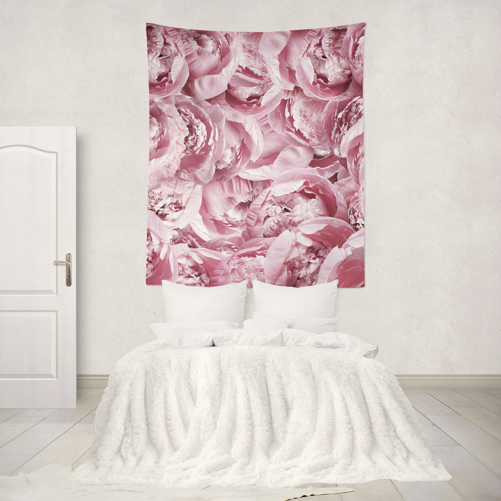 Light Lavender Peonies Floral Wall Tapestry