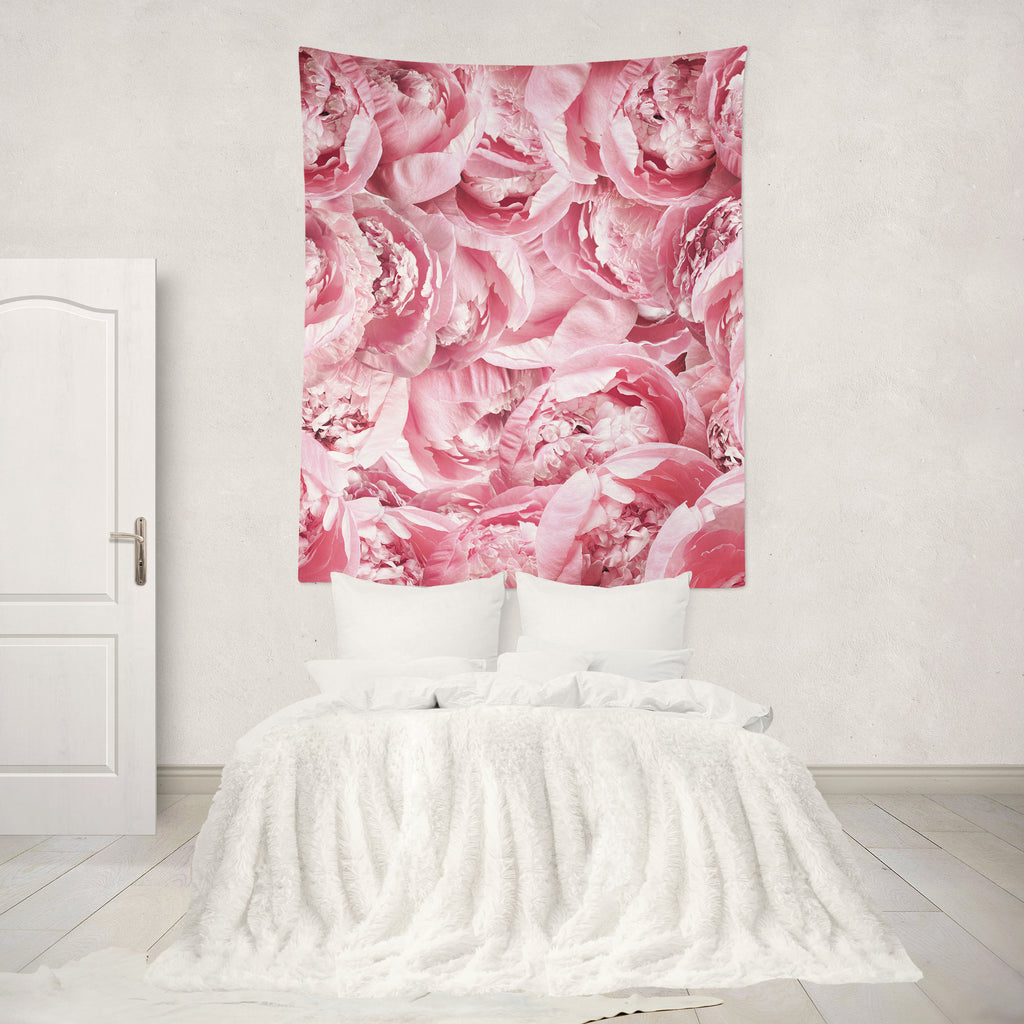 Light Pink Peonies Floral Wall Tapestry