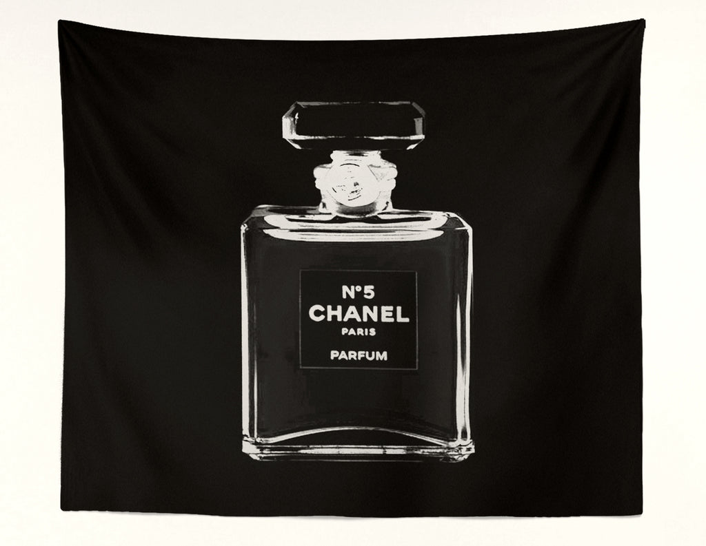 Perfume Icon Pop Art Black Wall Tapestry
