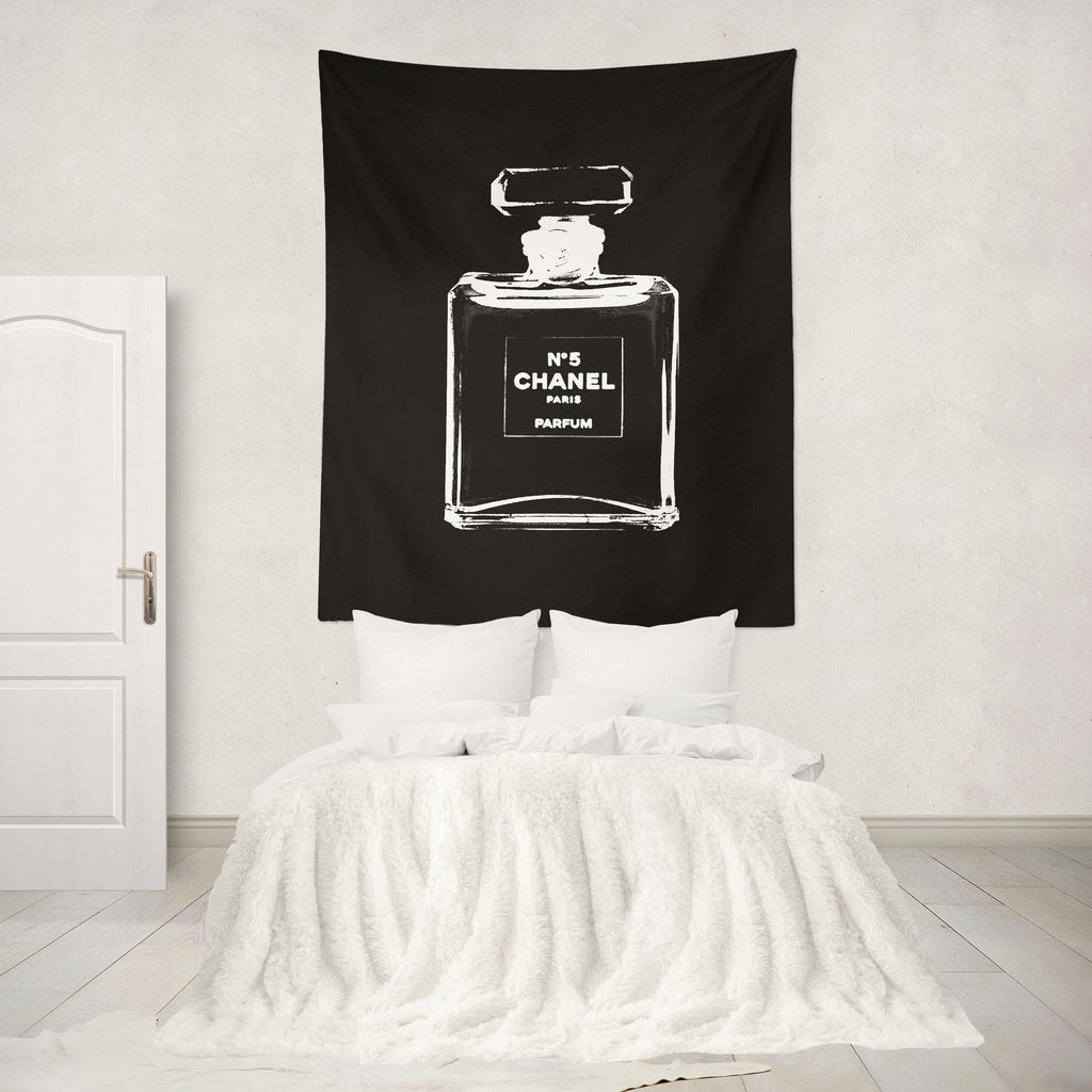 Perfume Icon Pop Art Black Wall Tapestry