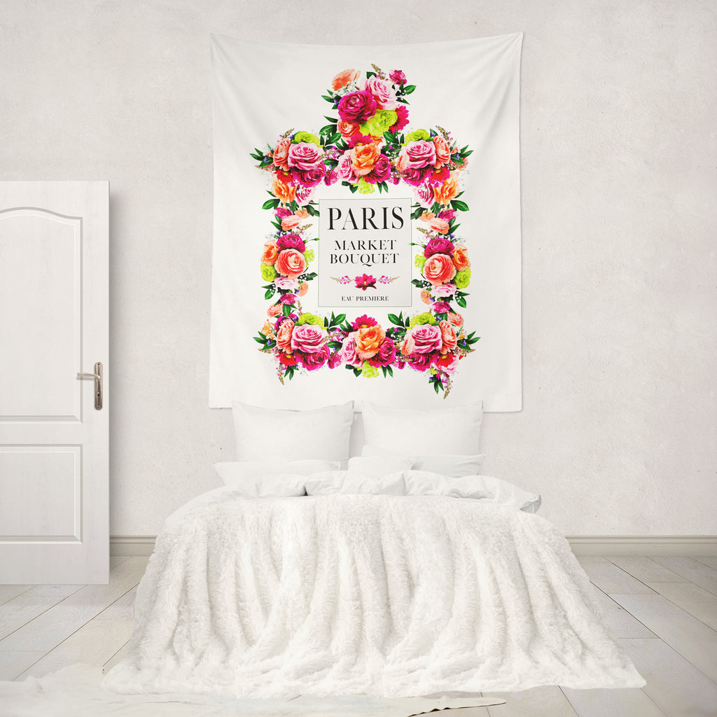 Paris Market Perfume Floral Wall Tapestry