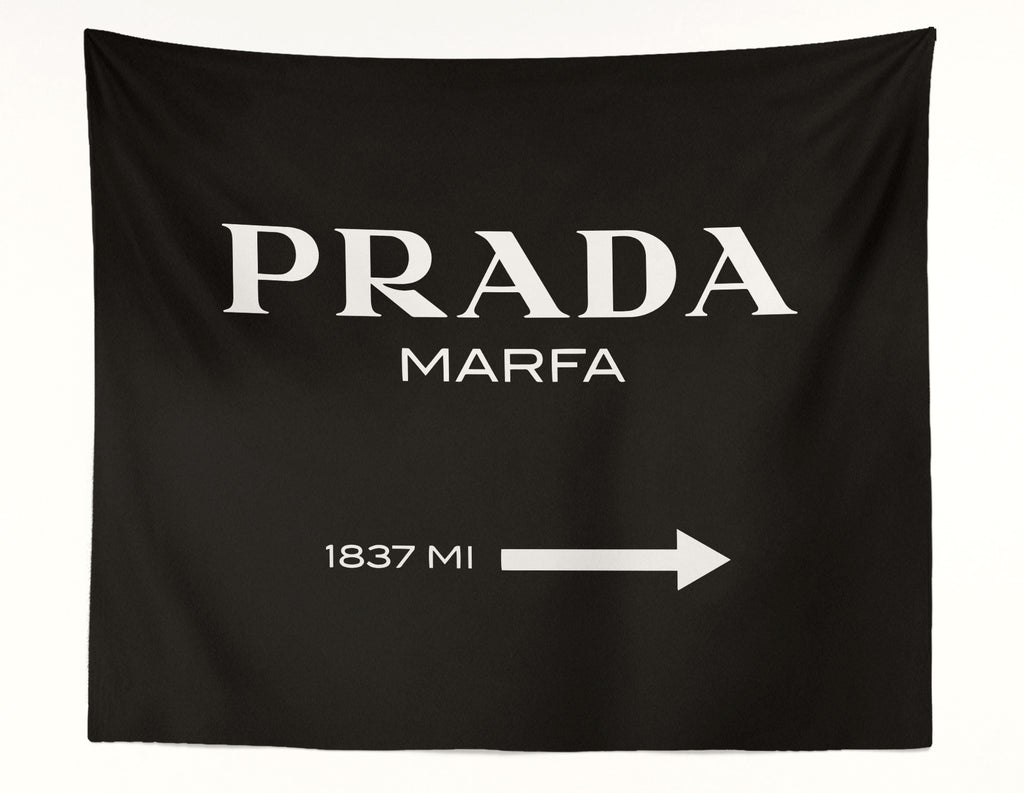 Marfa Sign Black and White Wall Tapestry