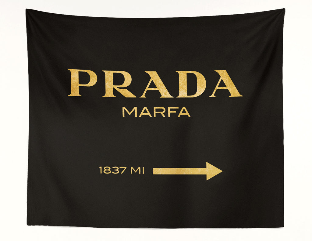 Marfa Sign Black and Gold Wall Tapestry