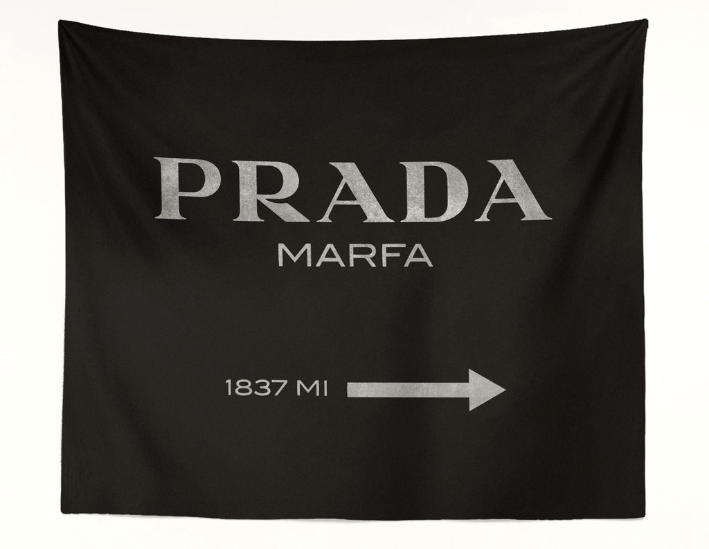 Marfa Sign Black and Silver Wall Tapestry