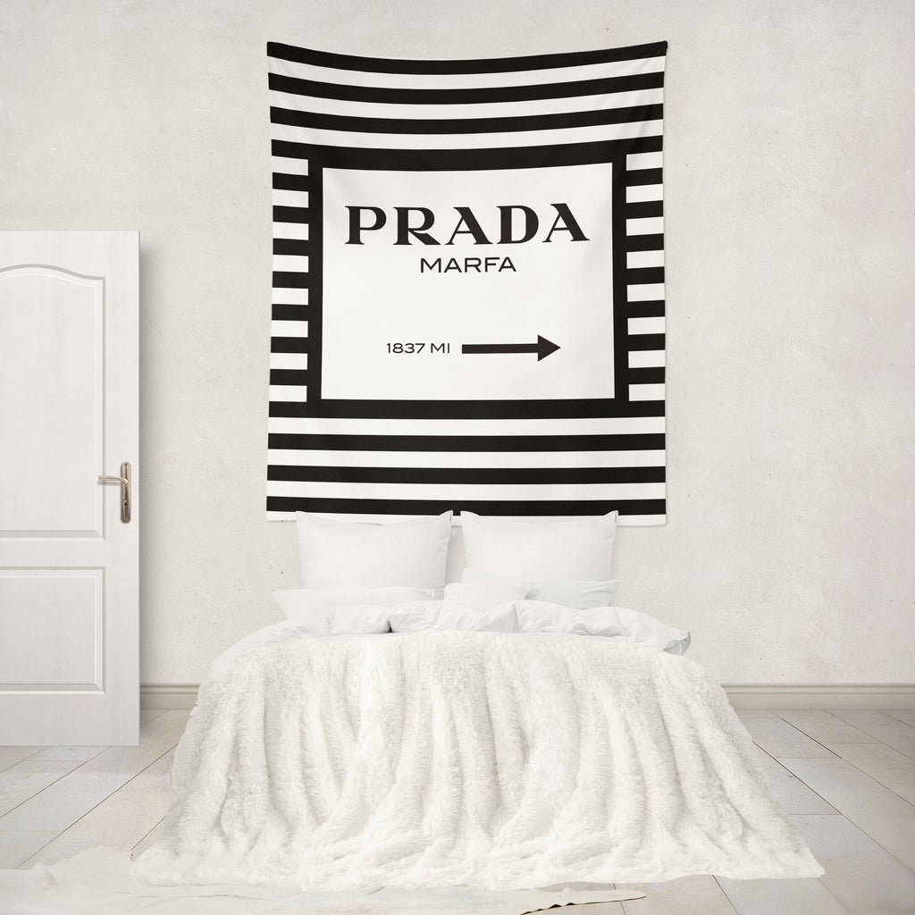Marfa Sign Striped Wall Tapestry