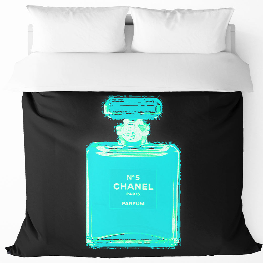 Perfume Icon Pop Art Aqua Duvet Cover